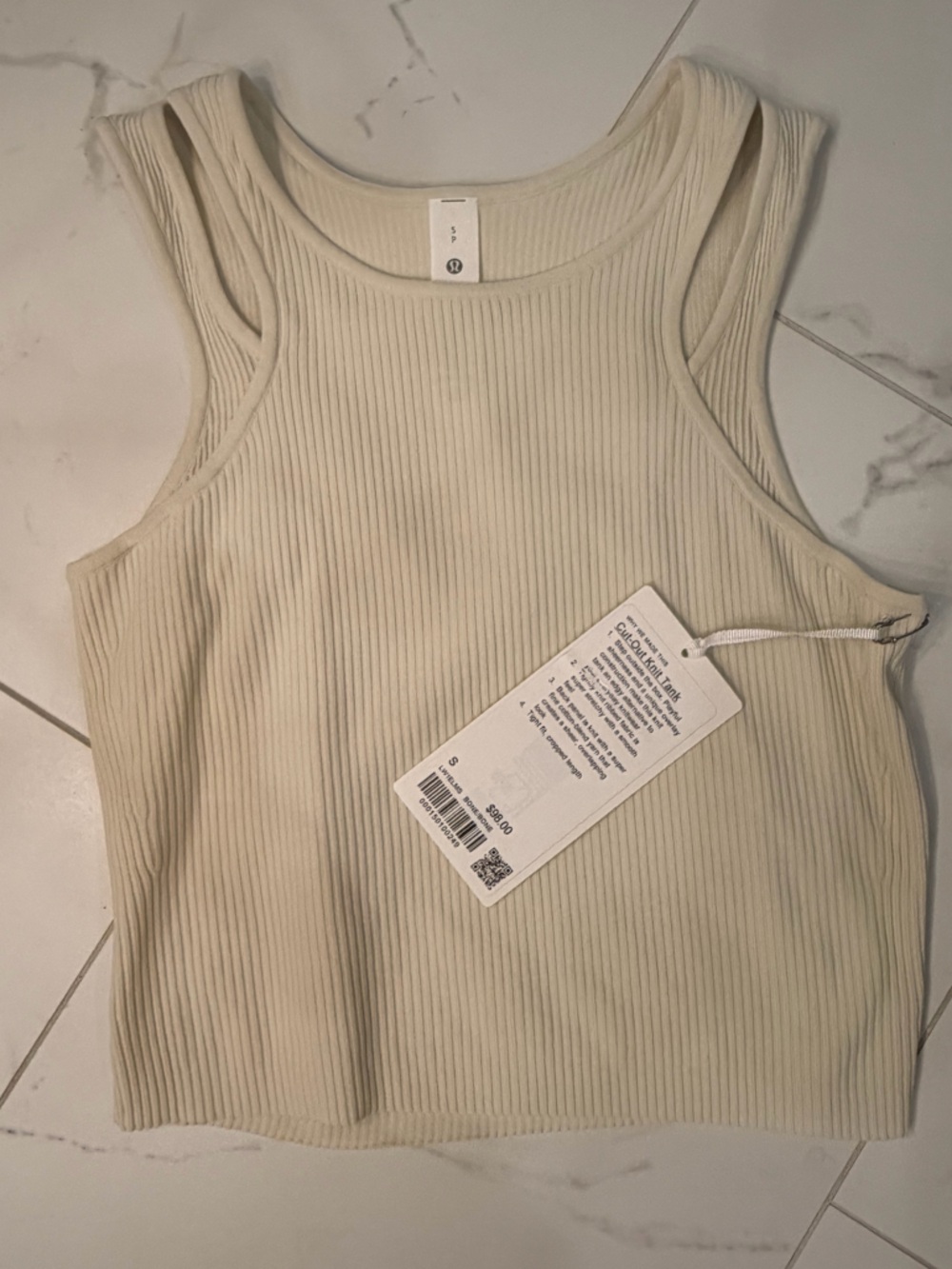 Lululemon - NWT. Small. Ribbed Tank Top - off White Women’s Crop. Retails $98.